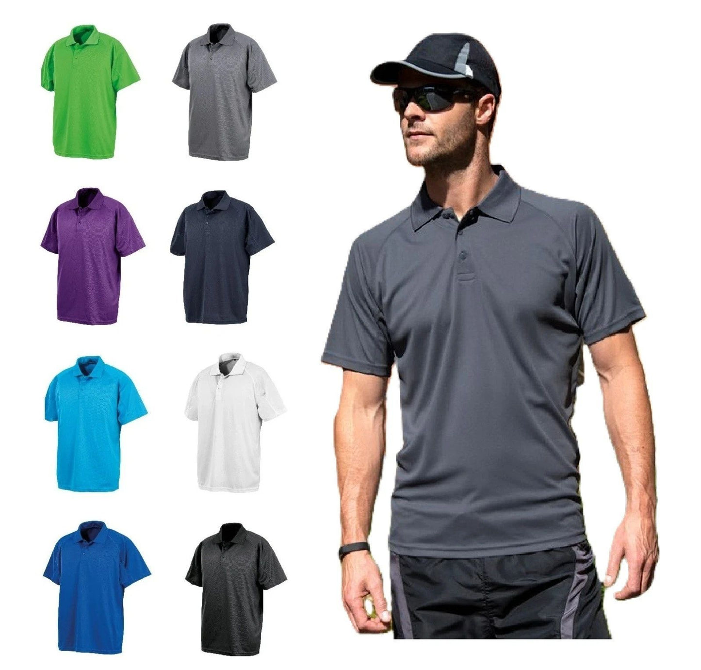 Mens POLO SHIRT Lightweight Plain Aircool Short Sleeve Casual Sports T Shirts