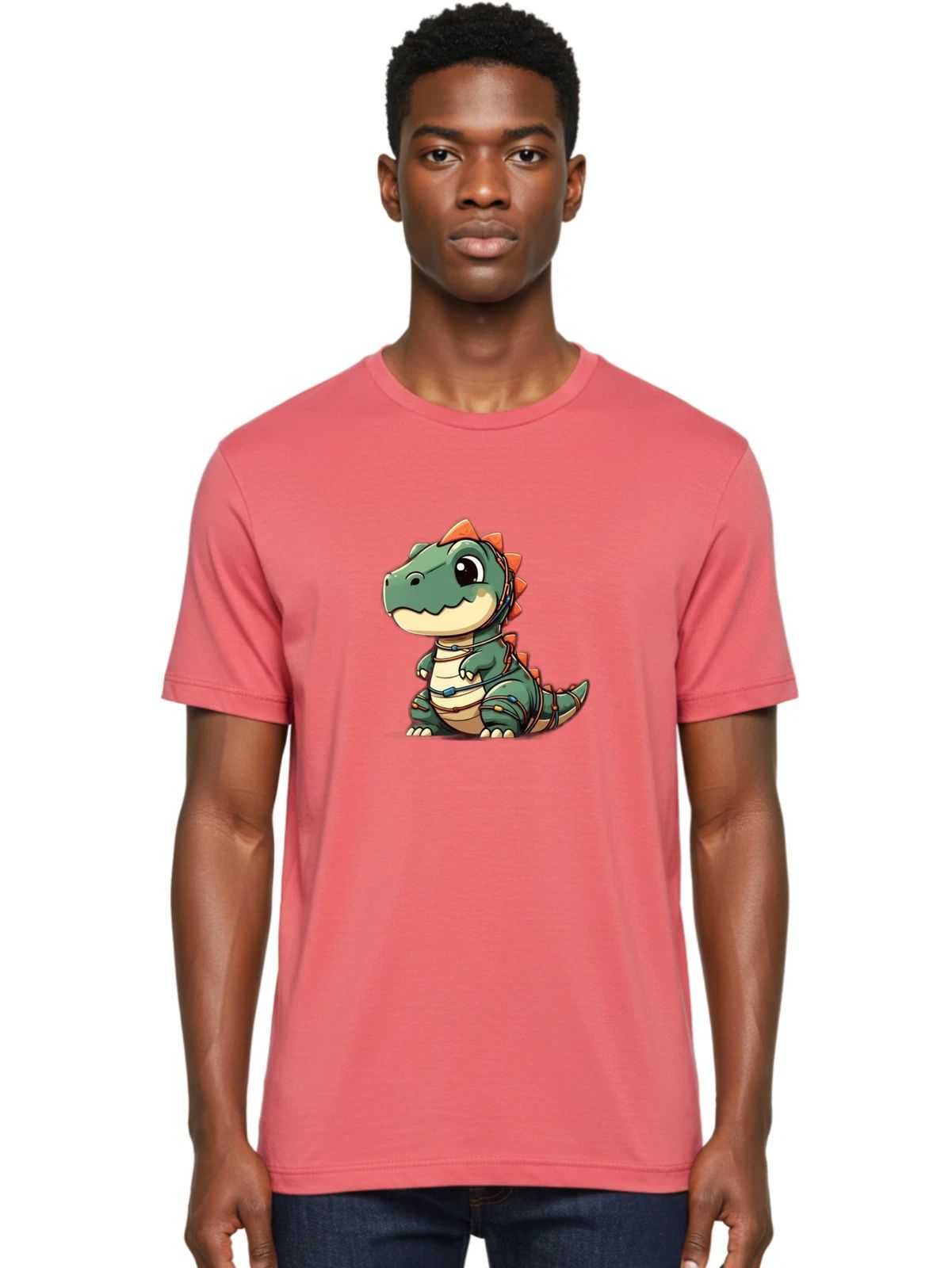Robot-Dino Mens Graphic Tee, 100% Cotton, Casual Summer Wear