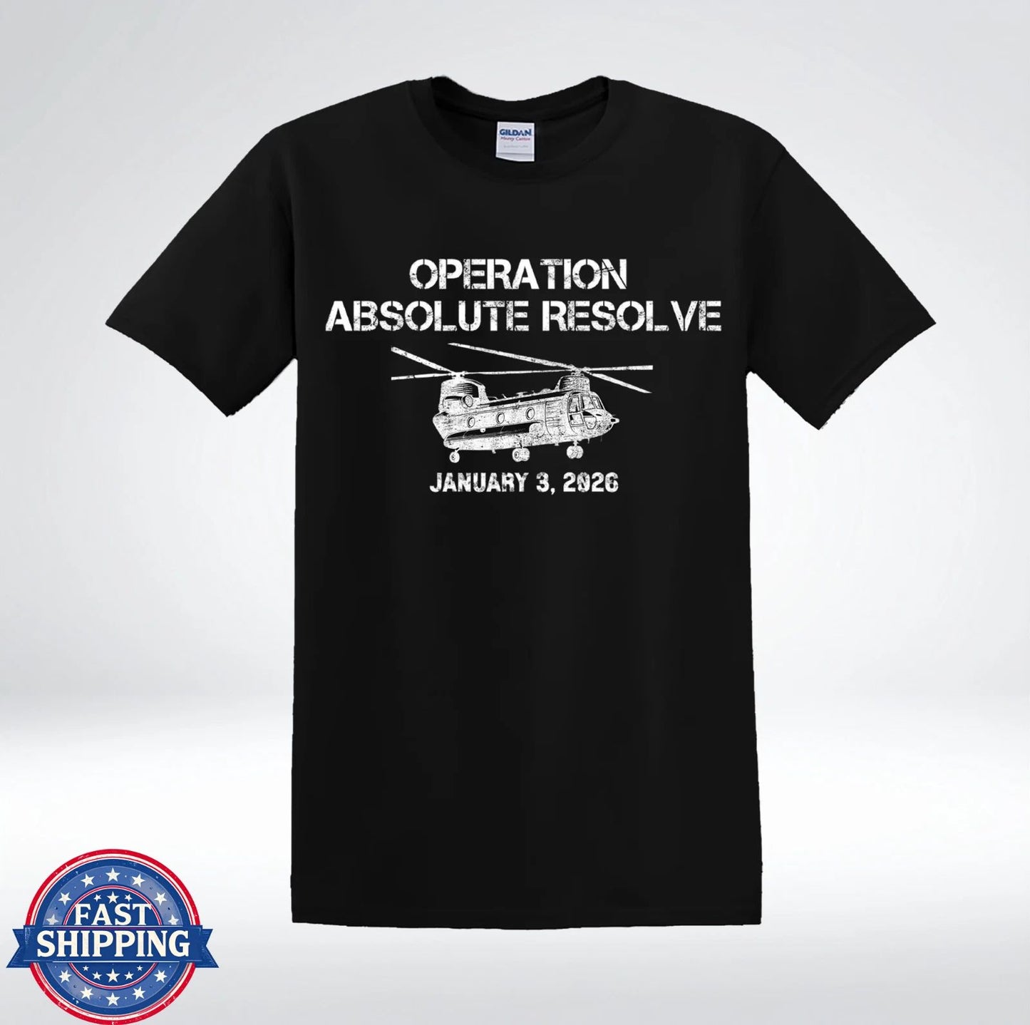 Operation Absolute Resolve Military Helicopter Graphic T-Shirt
