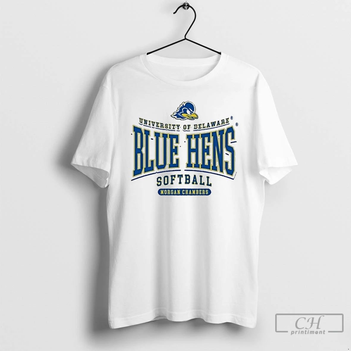 Premium Morgan Chambers University Of Delaware Blue Hens Softball Logo T Shirts