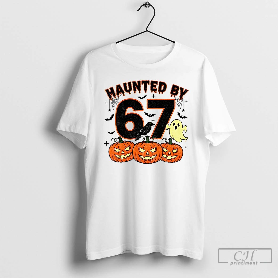 Haunted By 67 Halloween Spooky Ghost Pumpkin T Shirts