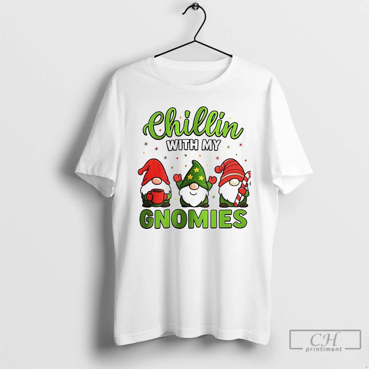 Classic Chillin With My Gnomies Christmas Candy Cane Gnome White T Shirts