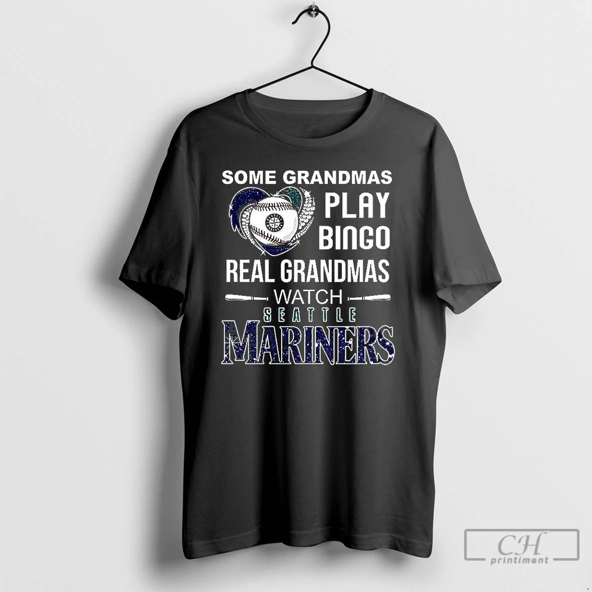 Classic Some Grandmas Play Bingo Real Grandmas Watch Seattle Mariners Baseball Diamond Heart T Shirts