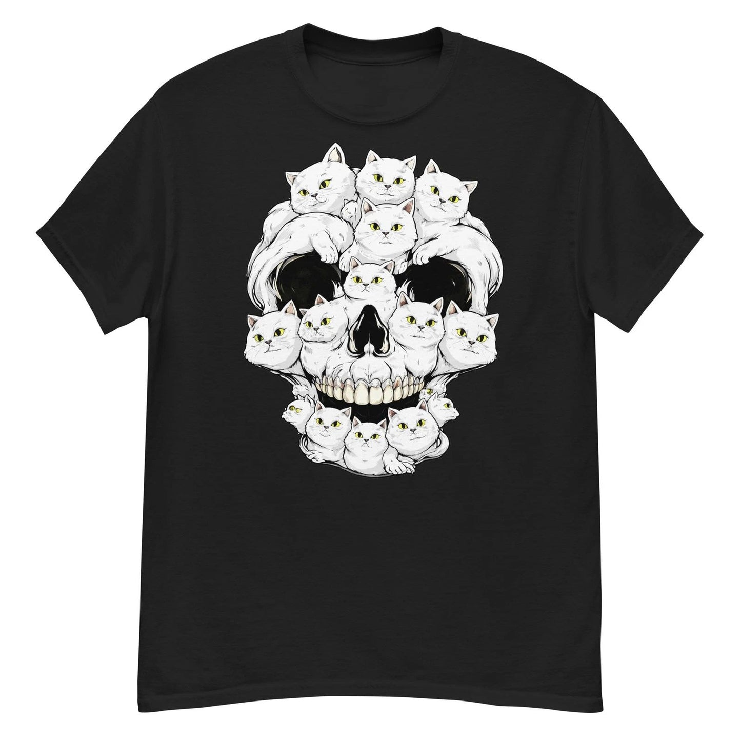 Skull Cat Graphic T-Shirt 100% Cotton