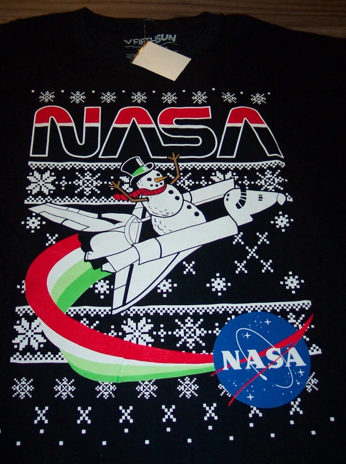 FUNNY NASA SNOWMAN SPACESHUTTLE CHRISTMAS T-Shirt MENS XL NEW w/ TAG Holiday
