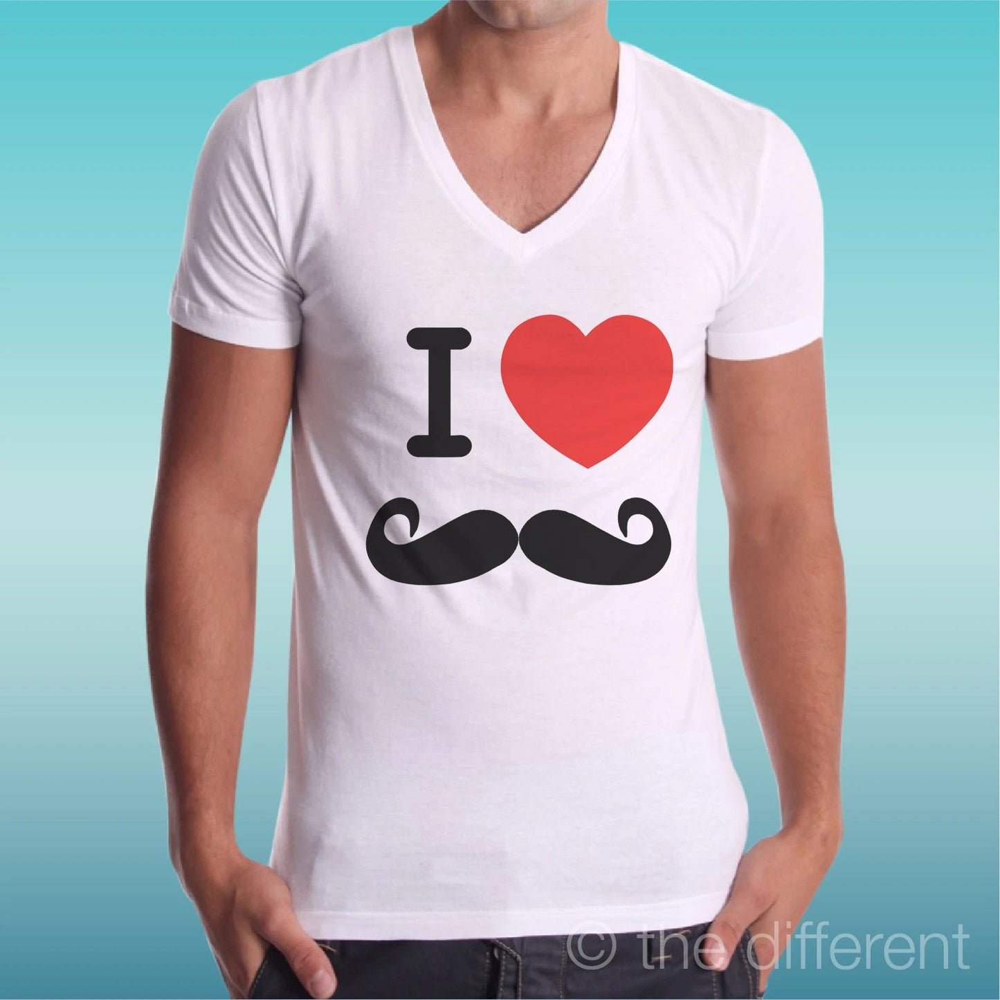 T-shirt Man V Neck " I Love Mustaches Hook " Gift Idea Road To Happiness