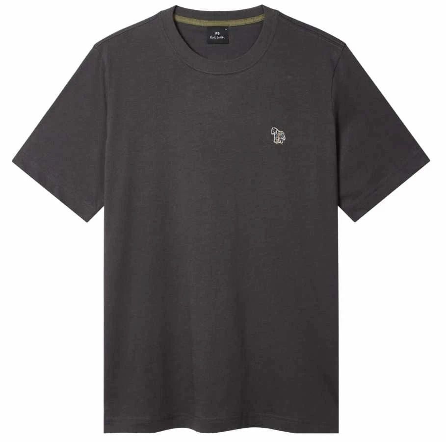 Paul Smith Mens T-Shirt Organic Zebra Crew Neck Tee in Steel Grey