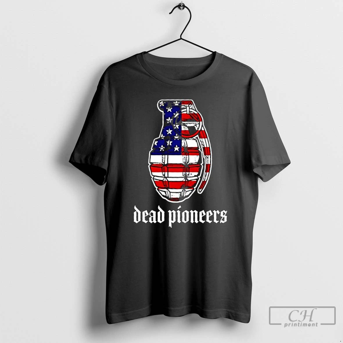 Classic American Flag Grenade Dead Pioneers Graphic T Shirts