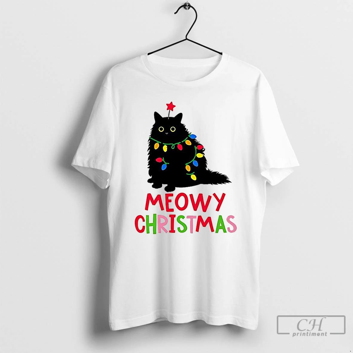 Premium Black Cat Meowy Christmas T Shirts