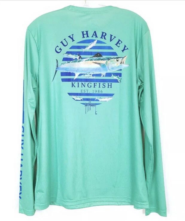 XL New Nwt Guy Harvey Mens UPF 30 Sun Performance Long Sleeve Shirt Fishing Soft