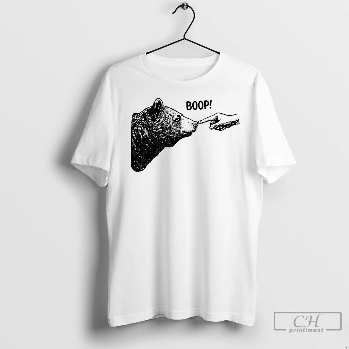Classic Retro Bear Finger Touching Nose Boop