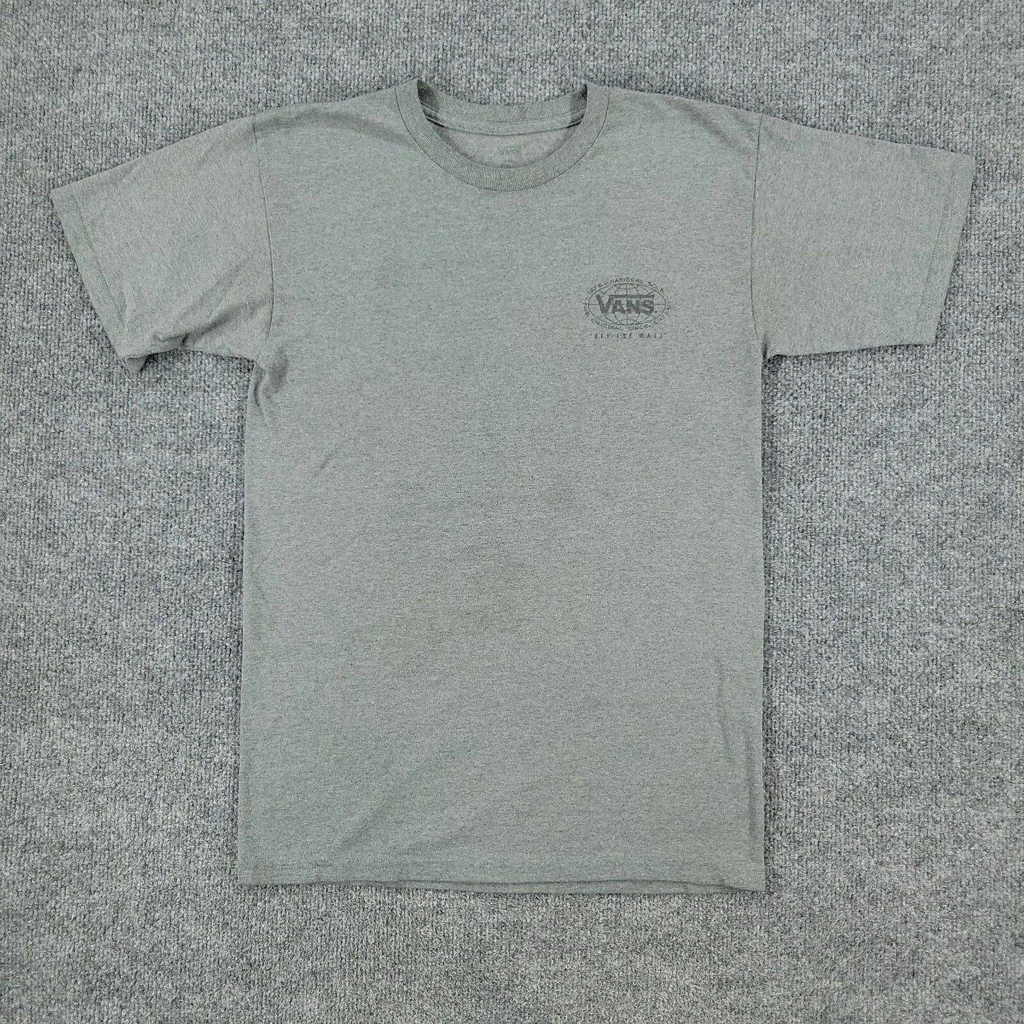Vans Shirt Men Small Gray Logo Off The Wall Graphic Crew Neck Short Sleeve Adult
