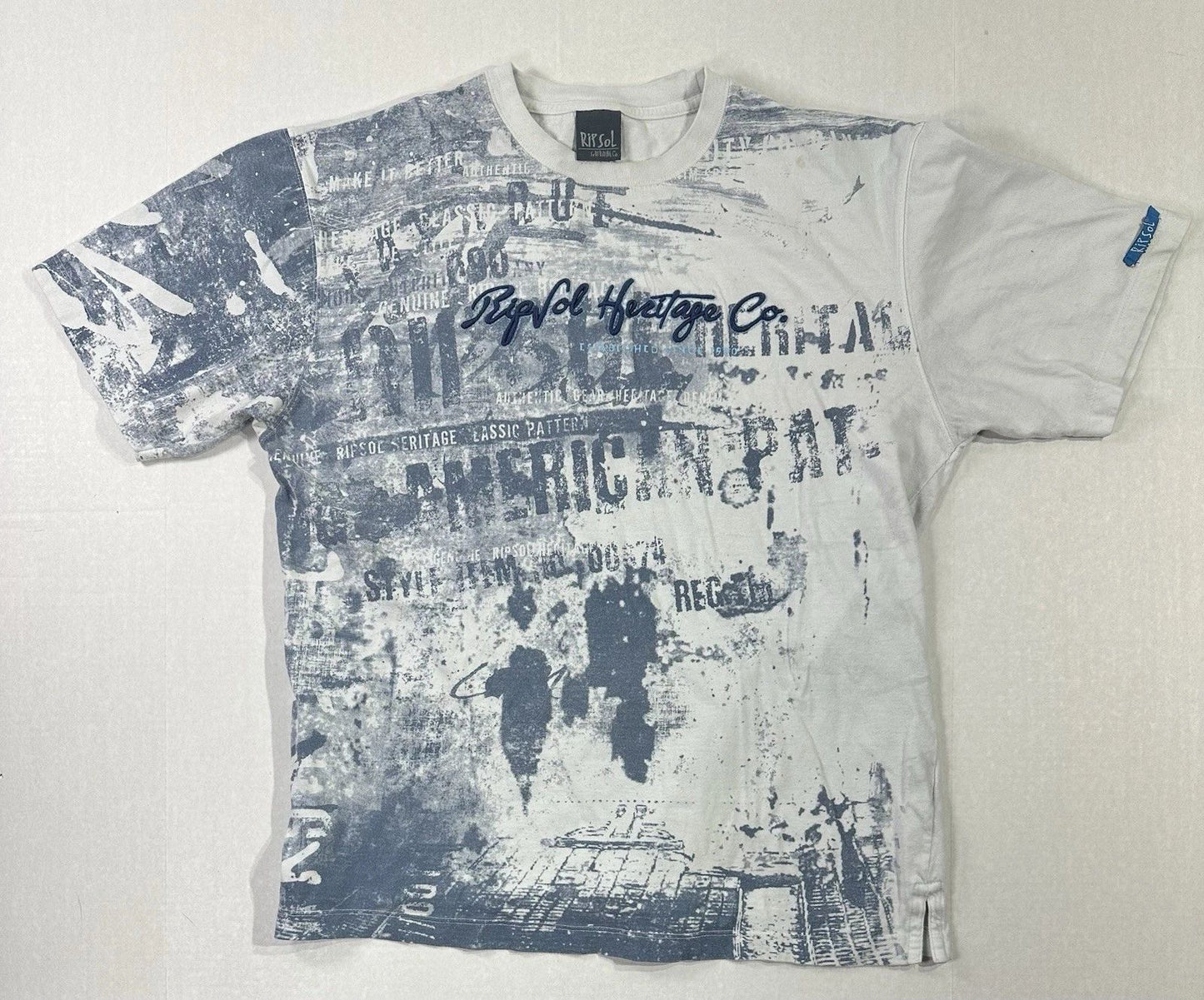 RipSol SurfRiding Co. Heritage T-Shirt Men’s L Blue Distressed Graphic Surf Tee