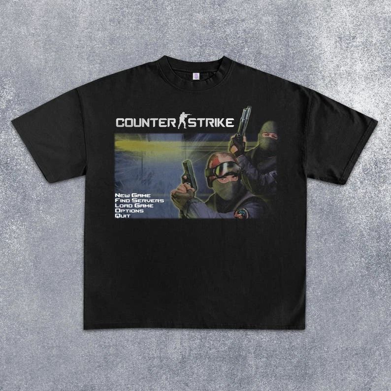 Counter Strike T-Shirt Vintage Y2K PC FPS Video Game Graphic Tee S-5XL
