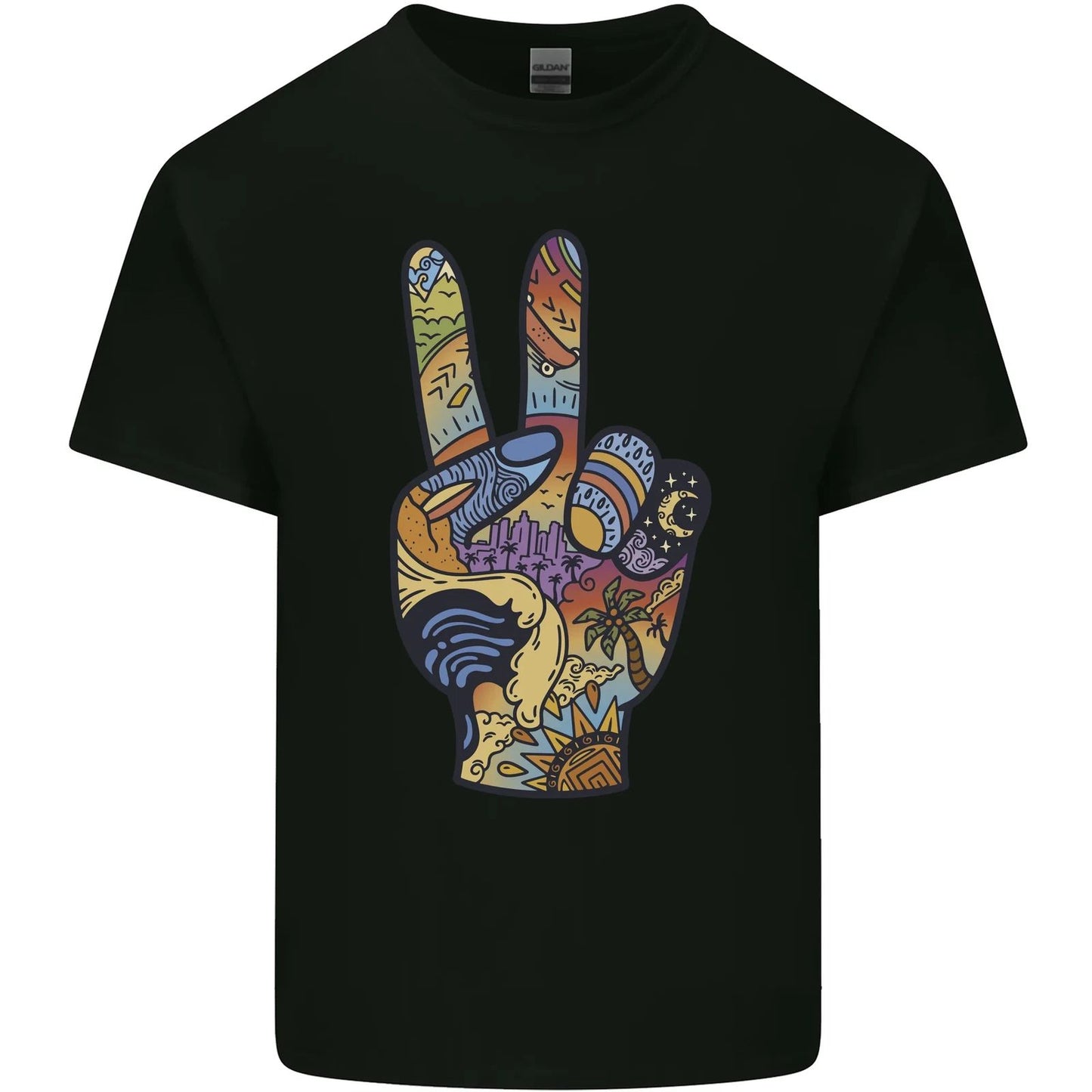 Vacation Peace Gesture Holiday Travel Mens Cotton T-Shirt Tee Top