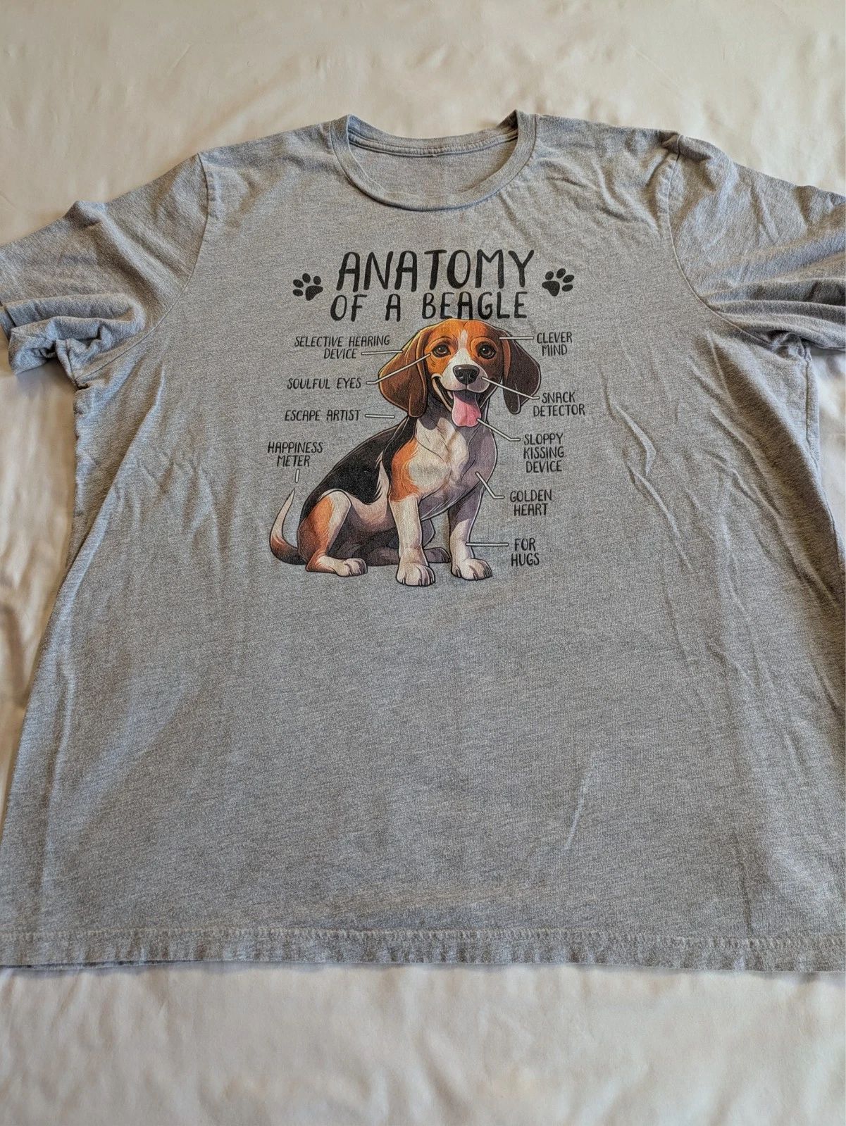 Cute Beagle T shirt Gray. Men's xxl