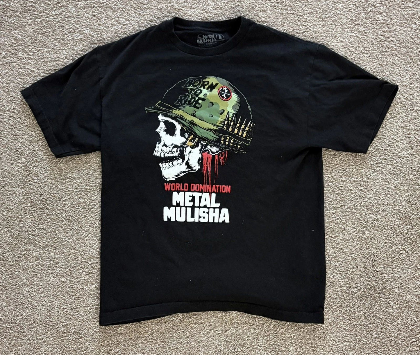 VINTAGE Y2K METAL MULISHA SHIRT Men’s Black Large GRAPHIC Skull World Domination