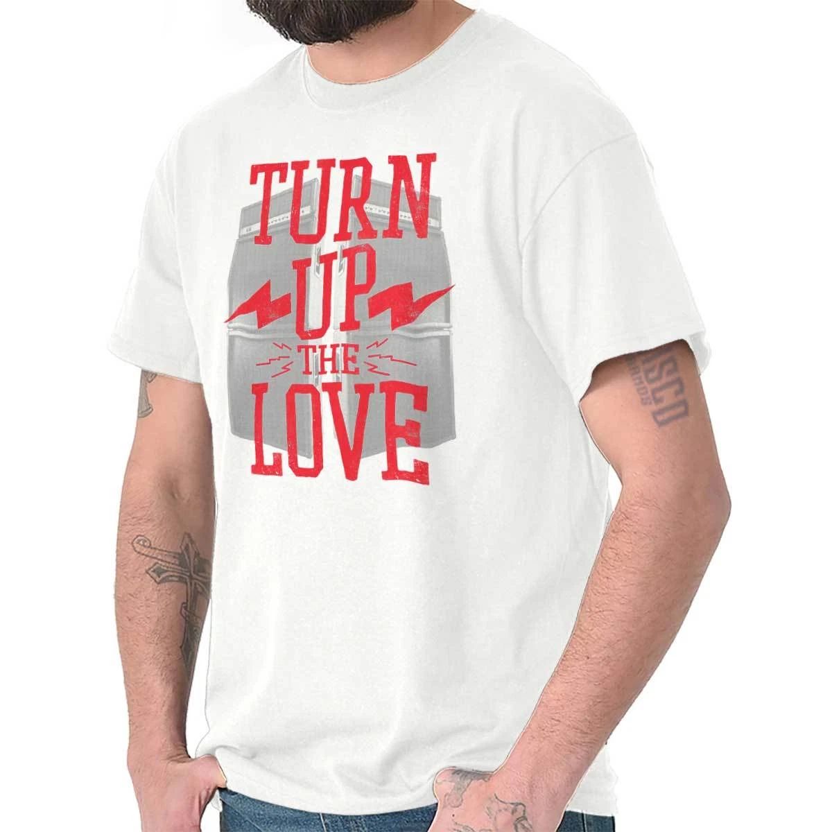 Valentine's Day Turn Up The Love Speaker Womens Graphic Crewneck T Shirt Tee
