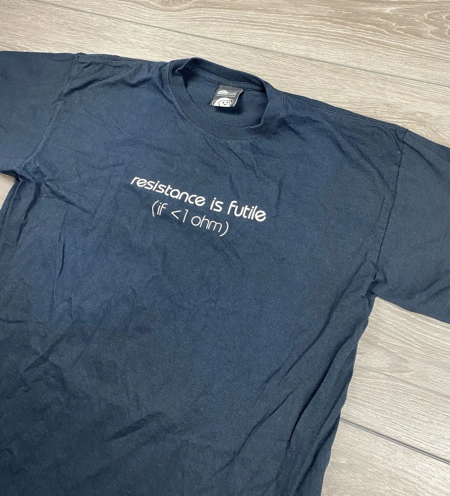 Think Geek Men’s Short Sleeve Resistance Is Futile T Shirt Black Size L