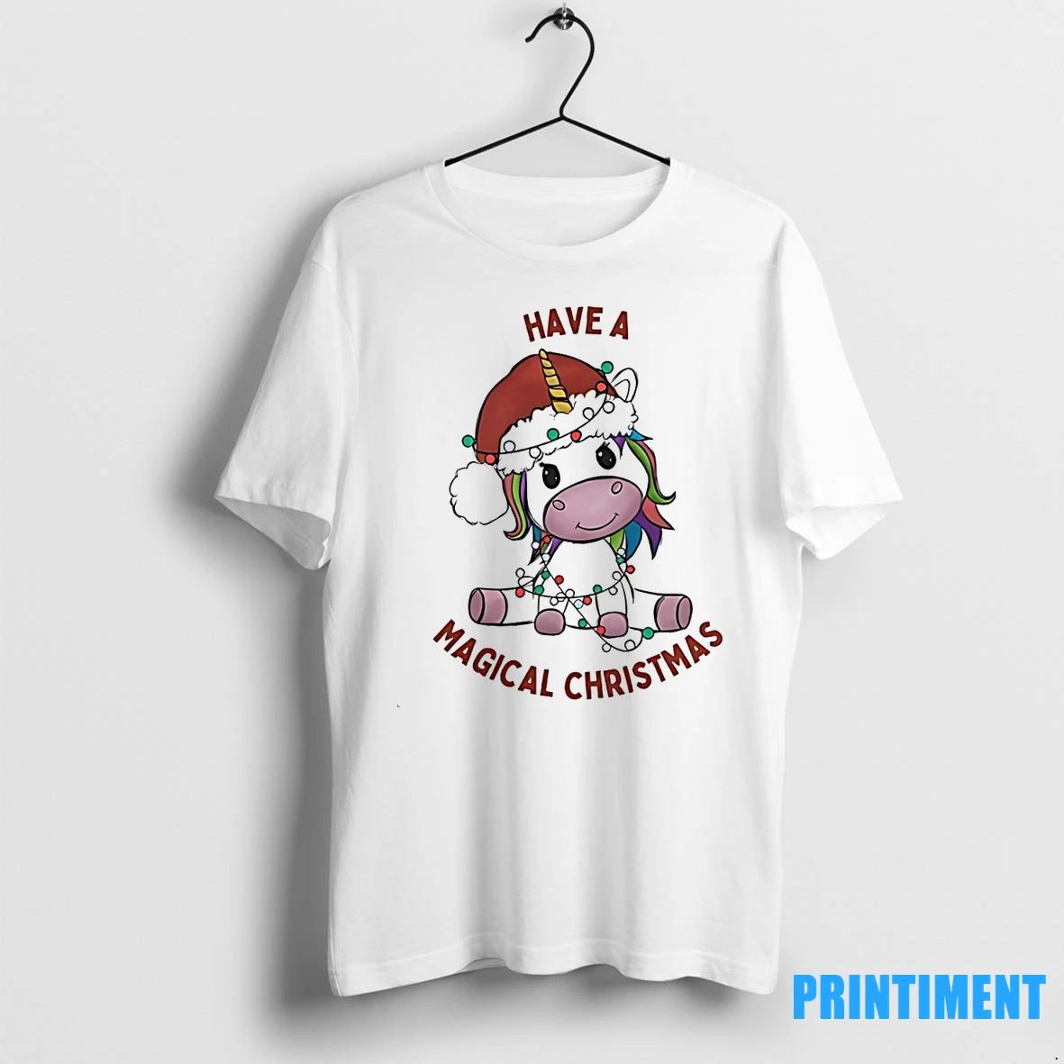 Magical Christmas Unicorn Santa Hat Lighted Tshirts Sweater