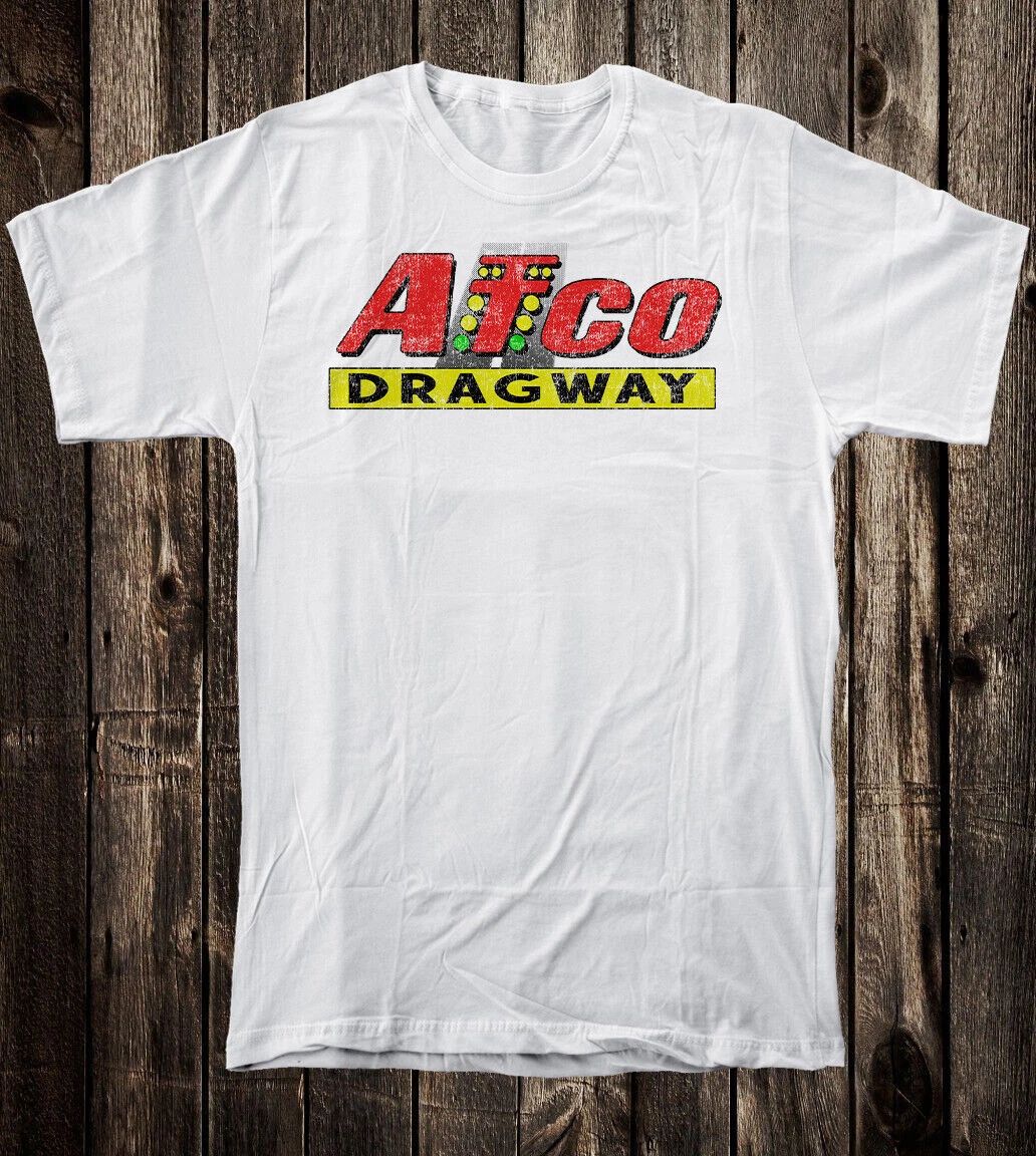 Retro Hot Rod Tee T Shirt 100% Cotton Speed Racing Drag Race Atco Dragway NJ