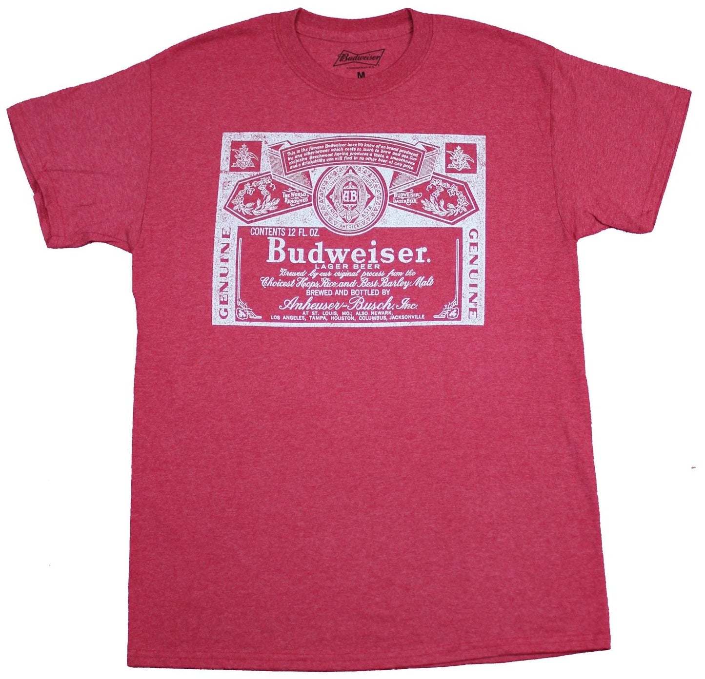 Budweiser Adult New T-Shirt - Classic Simple White Print Bottle Label