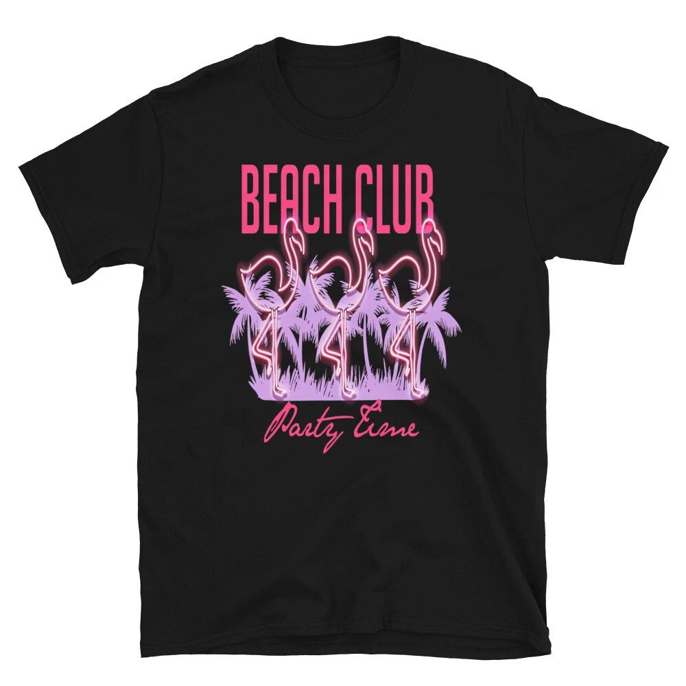 Neon Flamingo Beach Club Classic Trendy Design Casual T-Shirt