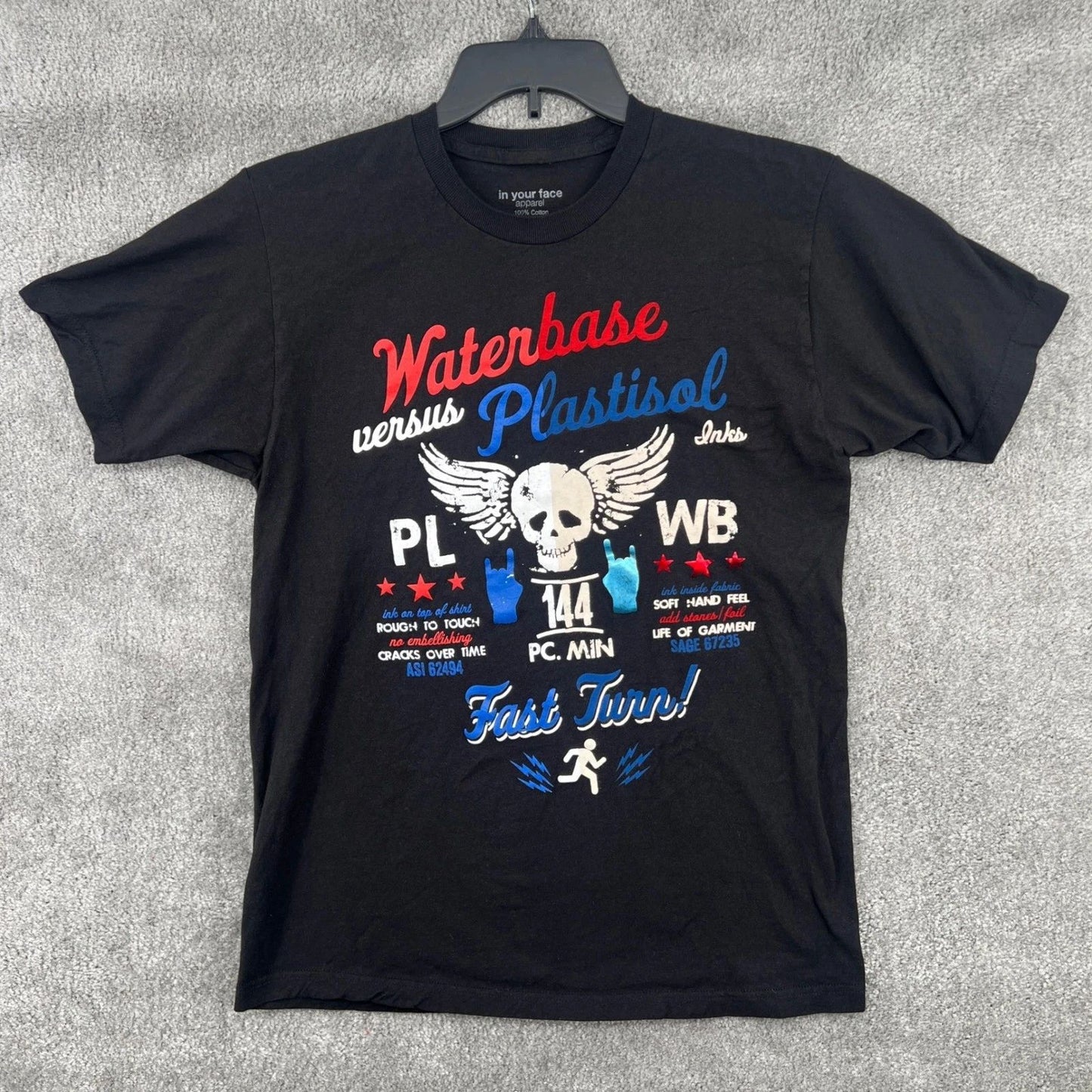 In Your Face Apparel Waterbase Versus Plastisol Inks Graphic T-Shirt Mens L
