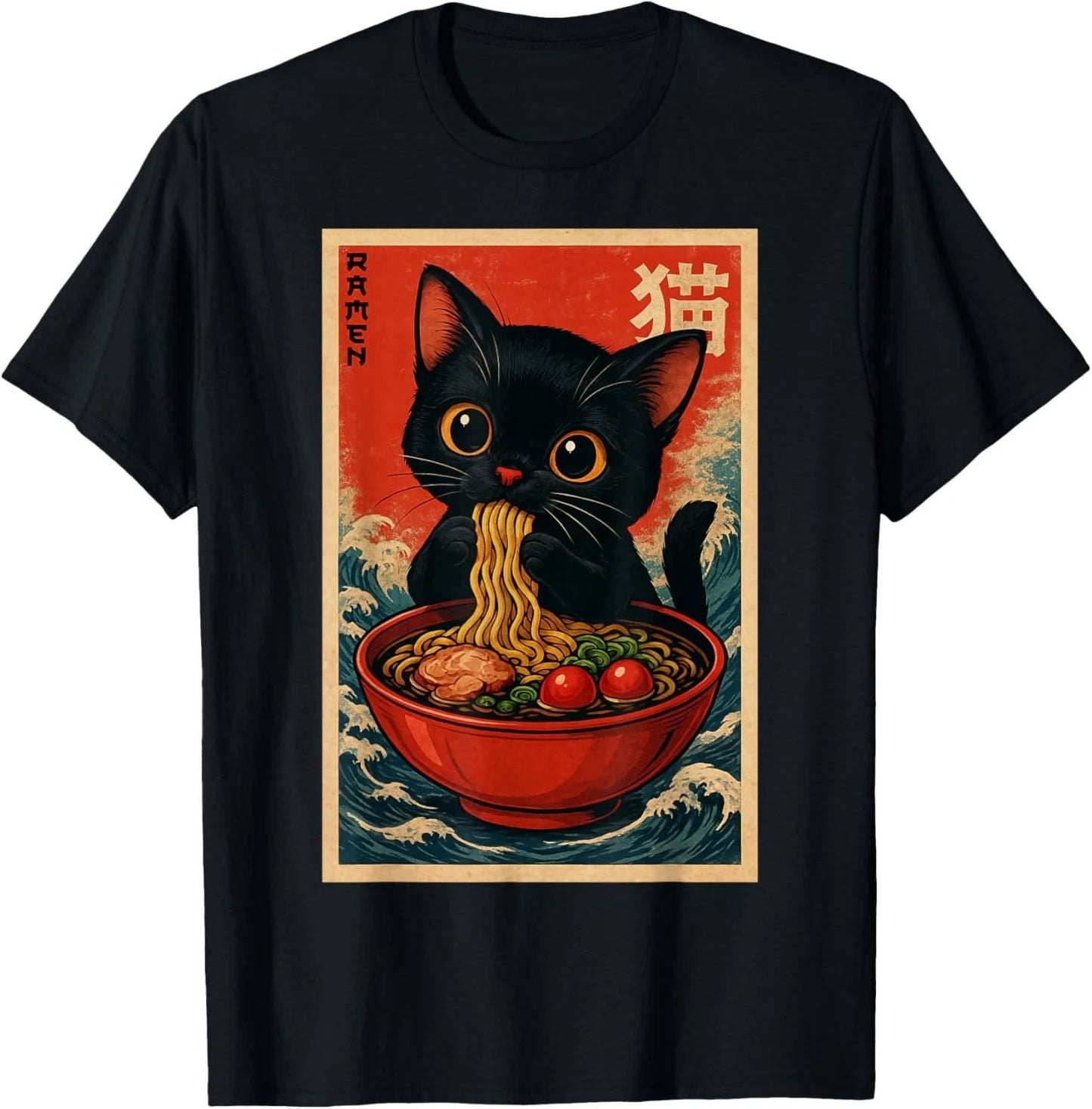 Kawaii Anime Cat Ramen Japanese Graphic Tees Men Women Teens T-Shirt