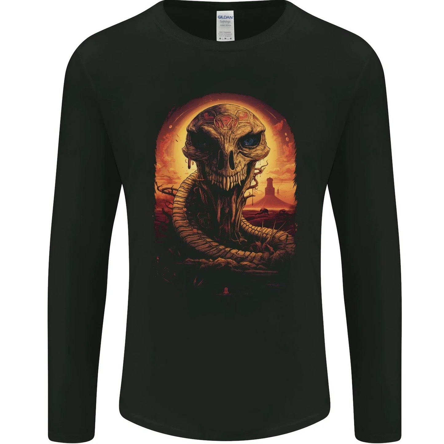 Serpent Skull Fantasy Snake Mens Long Sleeve T-Shirt
