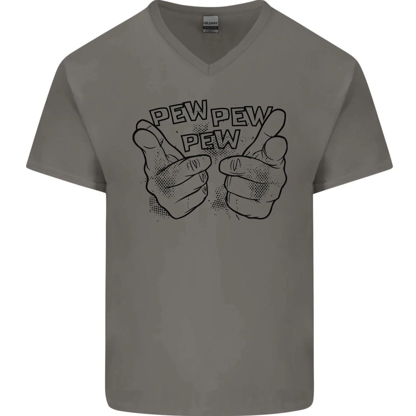 Pew Pew Pew Hands Funny Lightsaber Sci-Fi Mens V-Neck Cotton T-Shirt