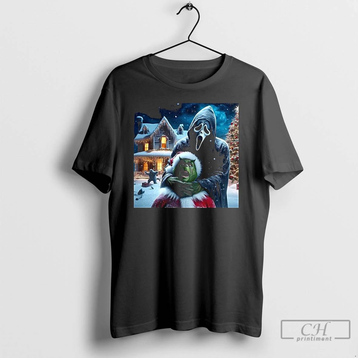 Premium Ghostface Teaches Grinch A Lesson Horror Christmas T Shirts
