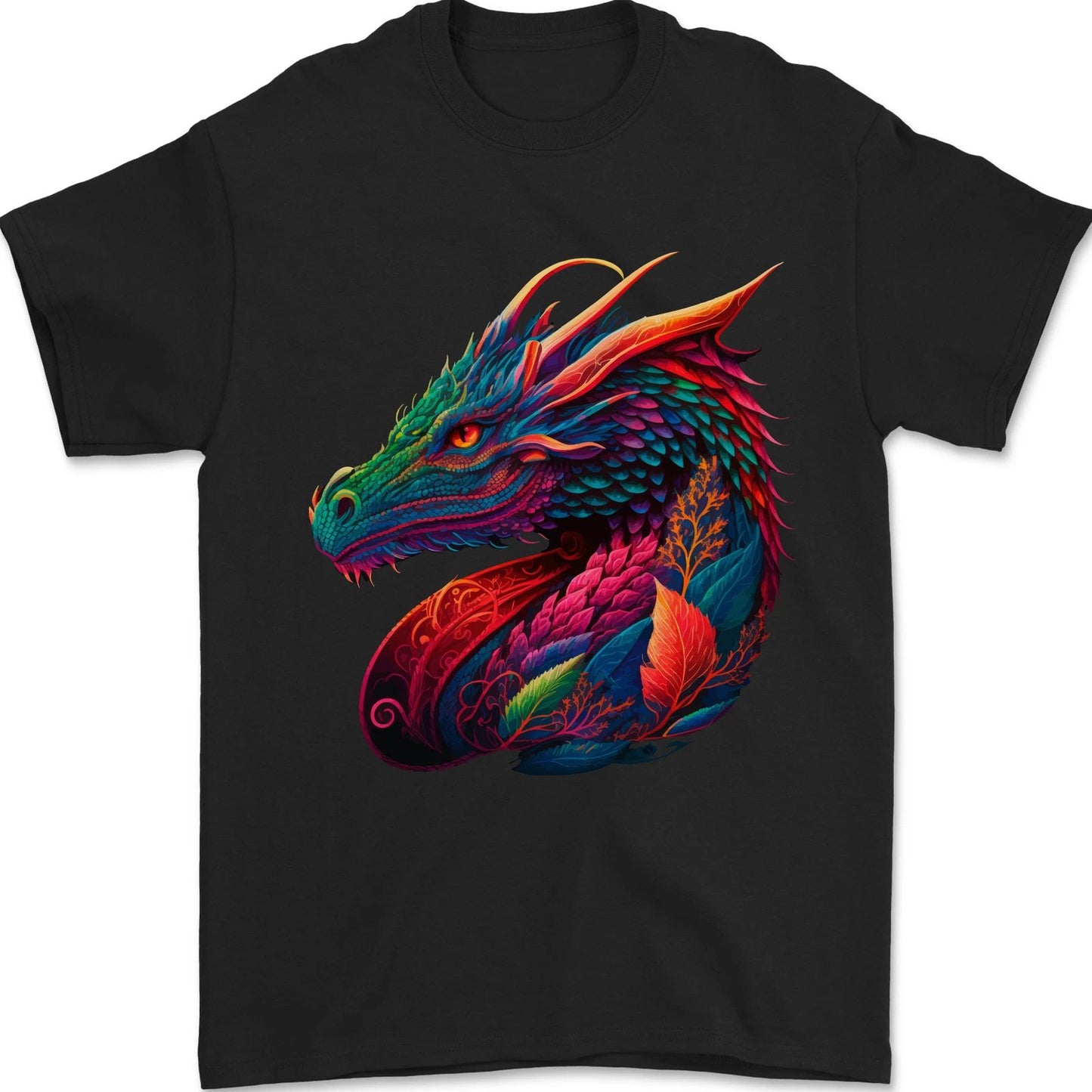 A Colourful Dragon Fantasy Mens T-Shirt 100% Cotton