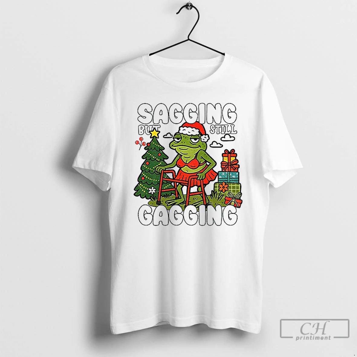 Classic Frog Santa Hat Sagging But Still Gagging Christmas T Shirts