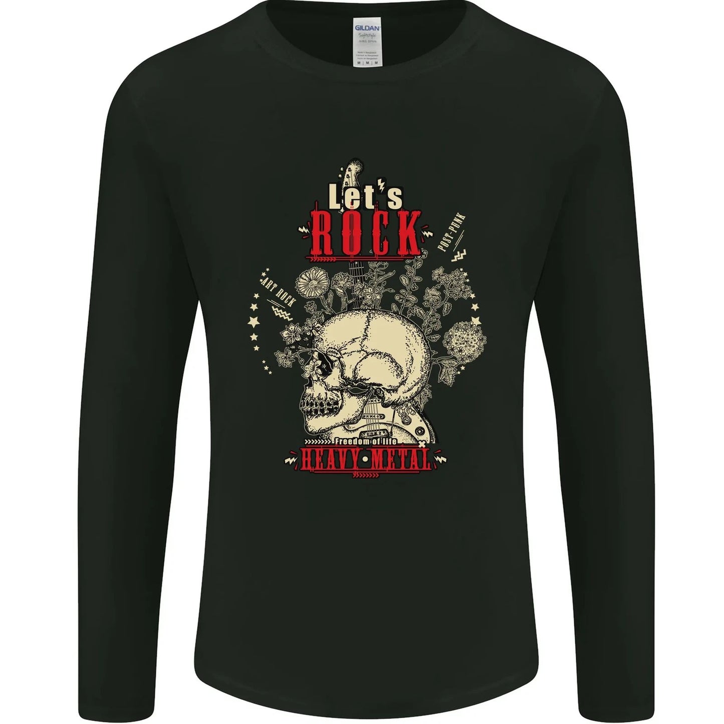 Lets Rock Heavy Metal Skull Mens Long Sleeve T-Shirt