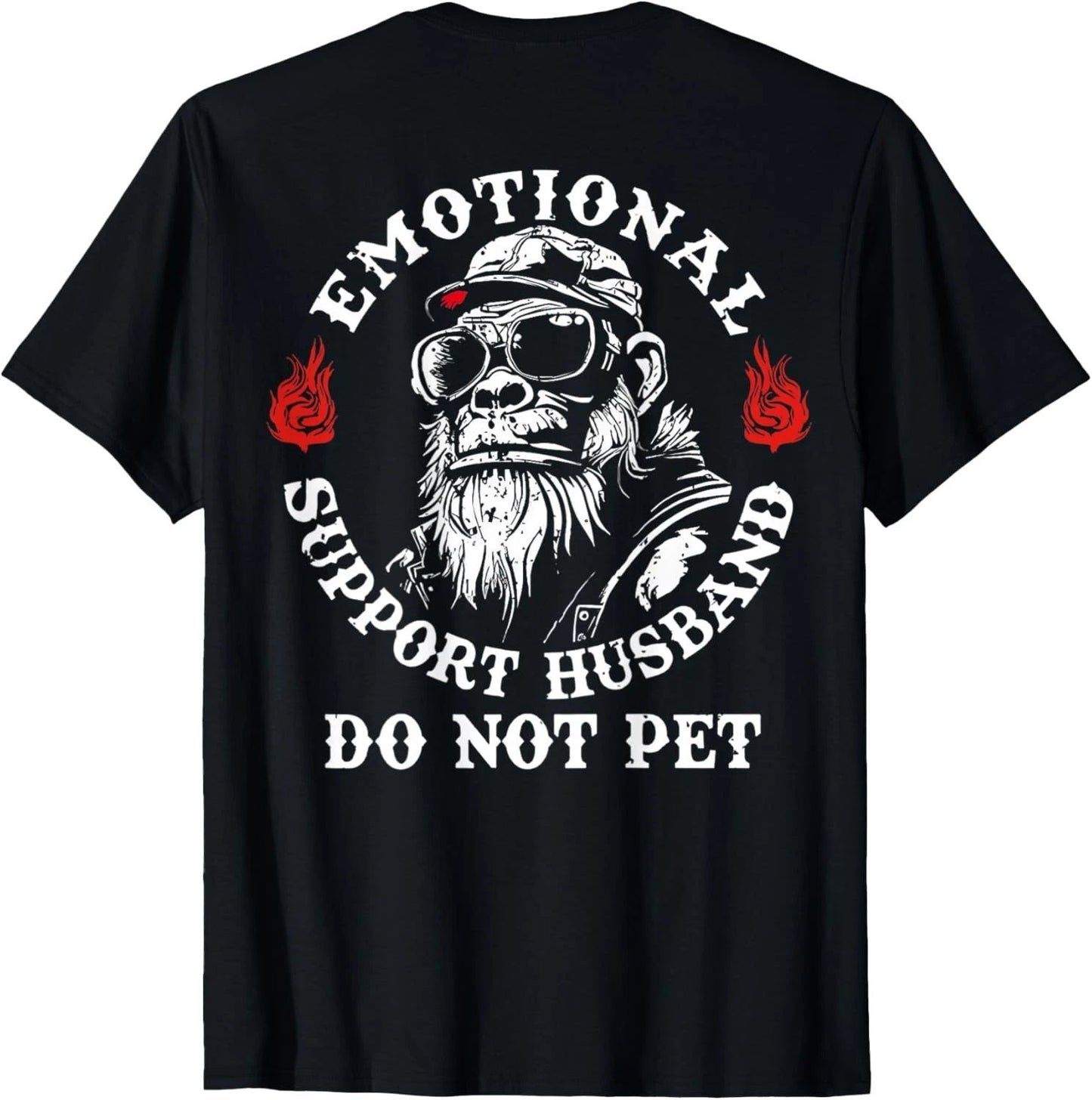 Emotional Support Husband Do Not Pet Funny Monkey (On Back) unisex T-Shirt