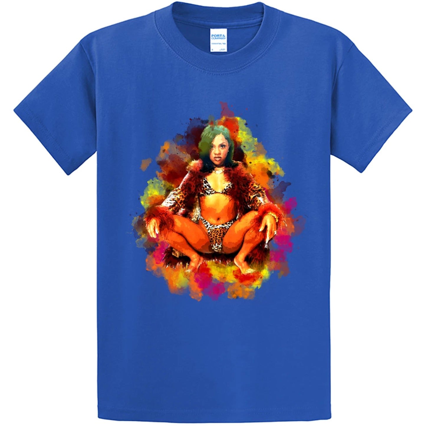 NEW STREETWEAR ON DEMAND LIL KIM WATERCOLOR BLUE TEE SHIRT S-4XLARGE MADE IN USA