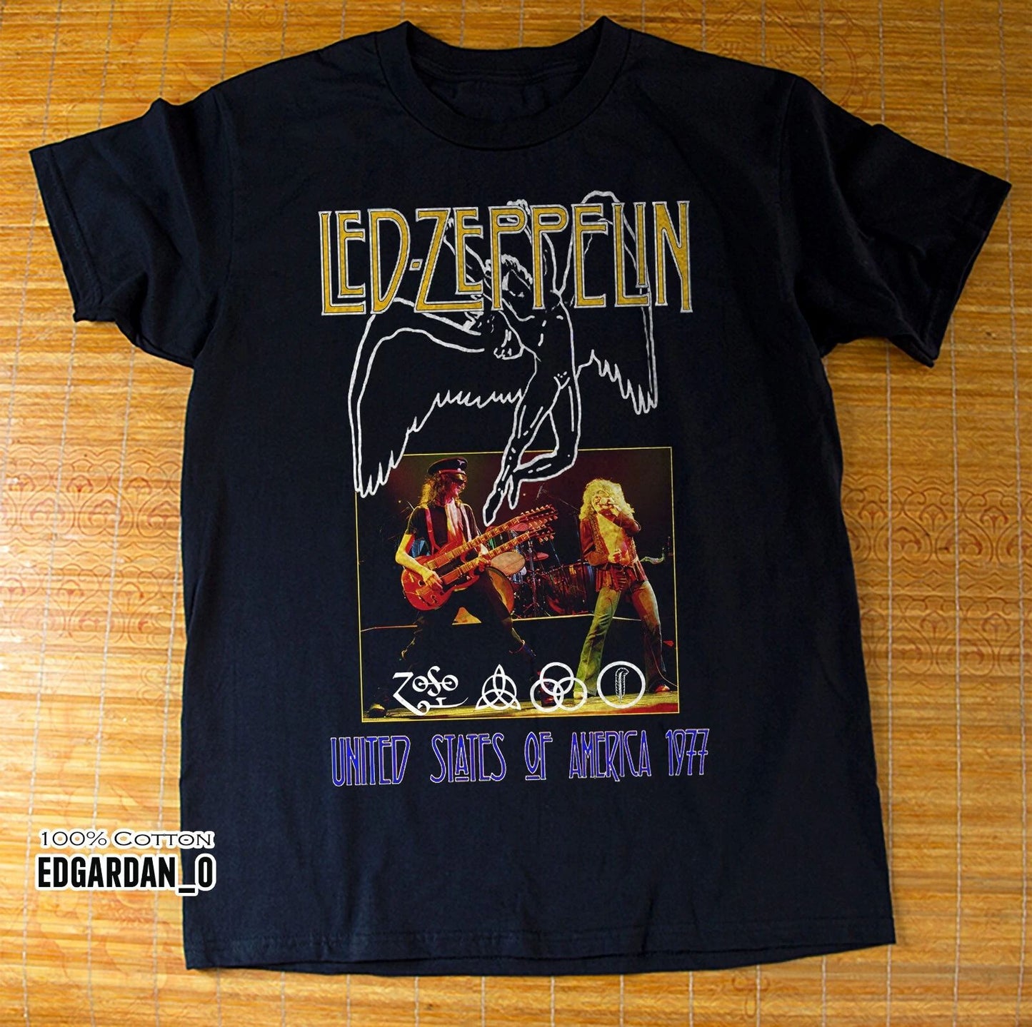LED ZEPPELIN Band Live Concert 1977 Black Unisex T-shirt Size S-5XL