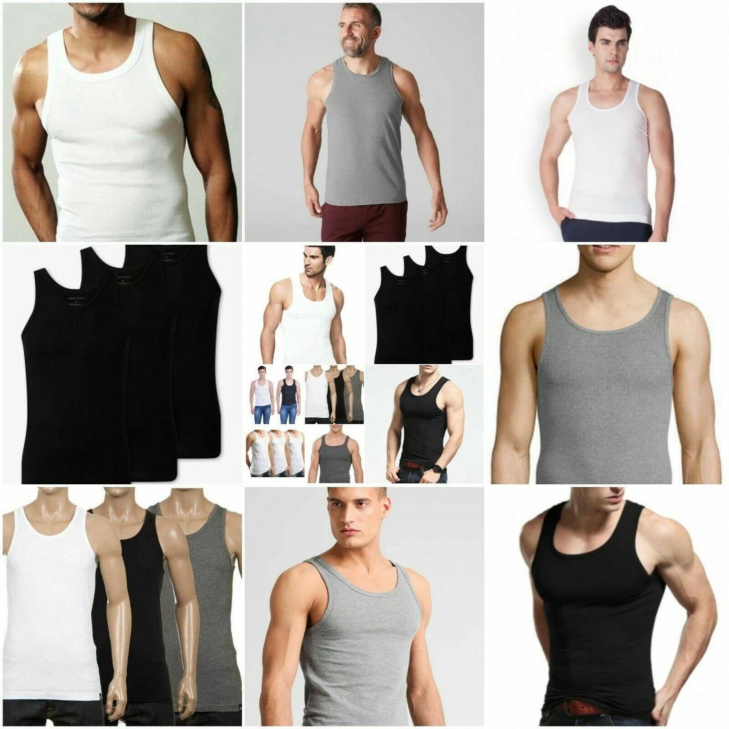 MENS VESTS 100% Cotton TANK TOP SUMMER TRAINING GYM TOPS PACK PLAIN S-2X UK Best