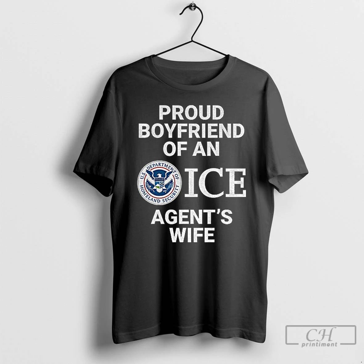 Classic Proud Boyfriend Of An Ice Agents Wife Logo T Shirts