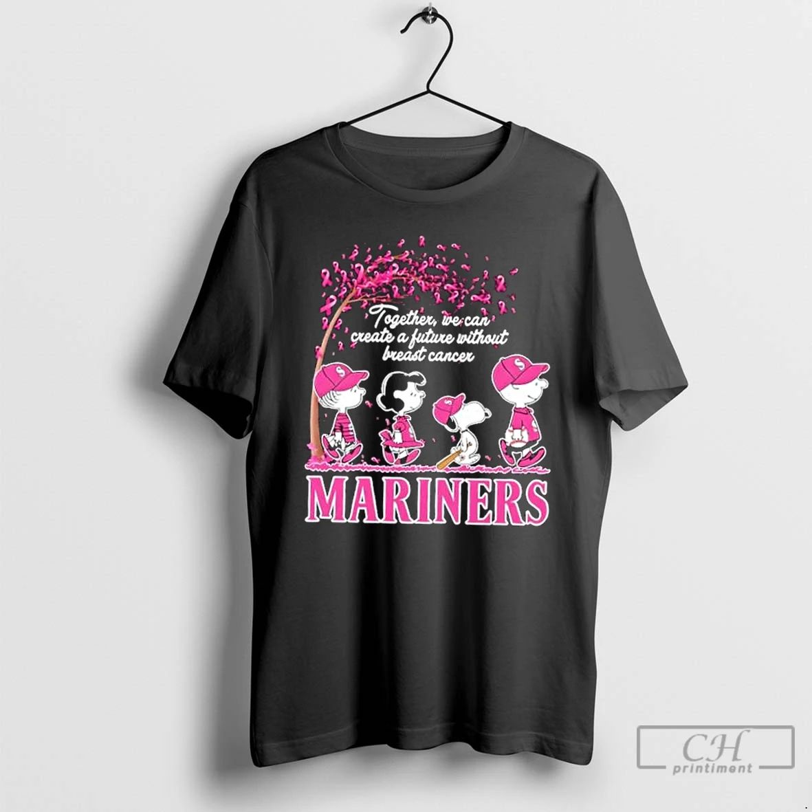 Classic Peanuts Together We Can Create A Future Without Breast Cancer Seattle Mariners T Shirts