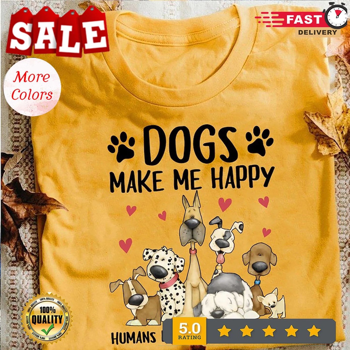 Dog lover - Dogs make me happy Humans make my head hurt - Funny Dog Lover T-Shir