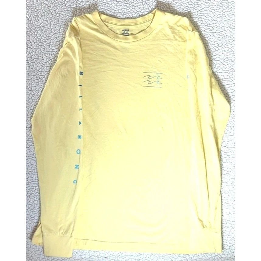 Billabong Wave Washed Long Sleeve Tee Mens XL Yellow Cotton Surf Shirt
