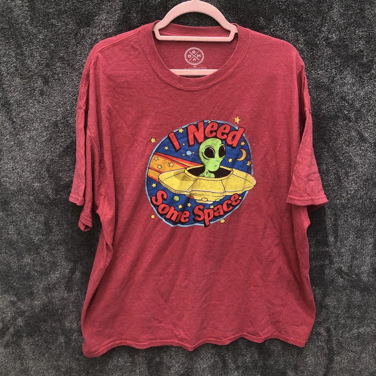 DOM Shirt Mens 2XL Red I Need Some Space Alien Graphic Tee Tagless Crew Neck