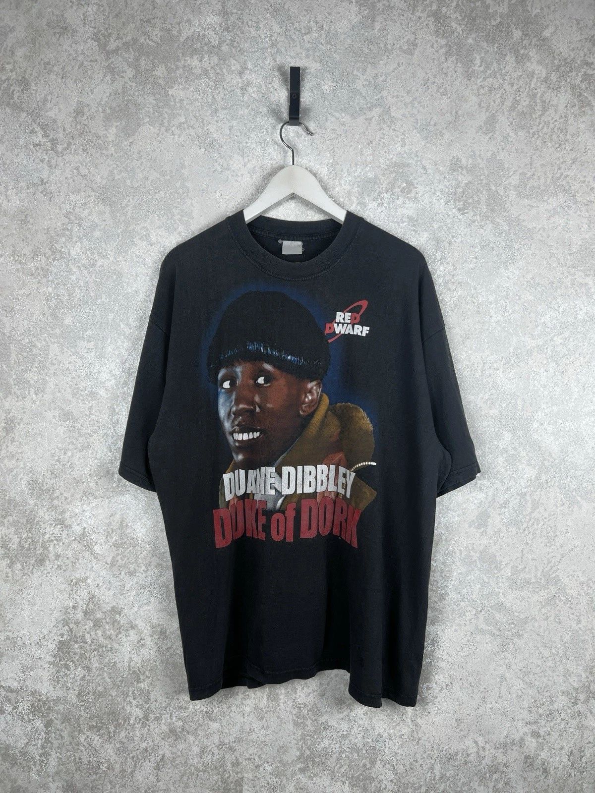 Vintage Red Dwarf T-Shirt Duane Dibbley Duke of Dork 90s TV Show Promo Faded