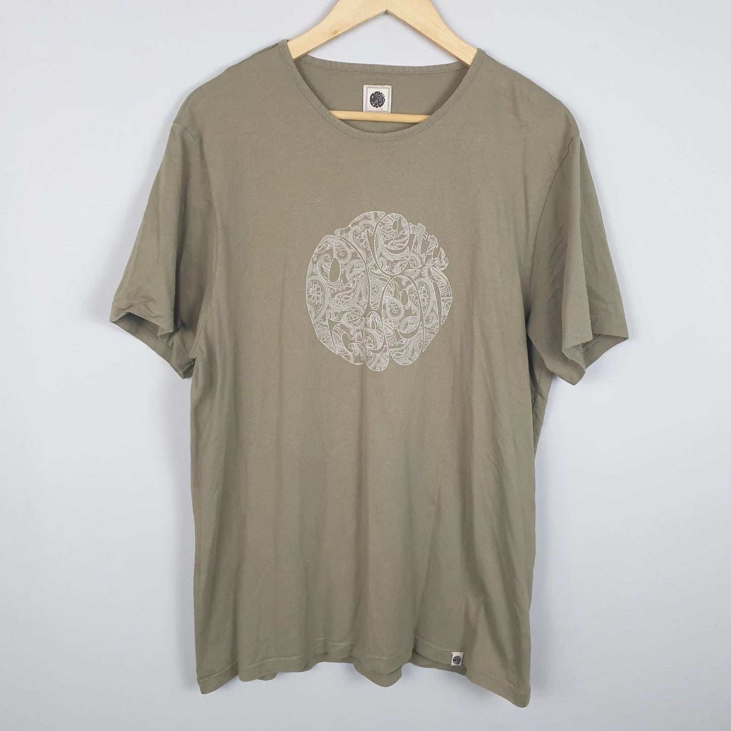 Pretty Green T-shirt Mens XL Green Crewneck Cotton Big Logo Casual Mod British
