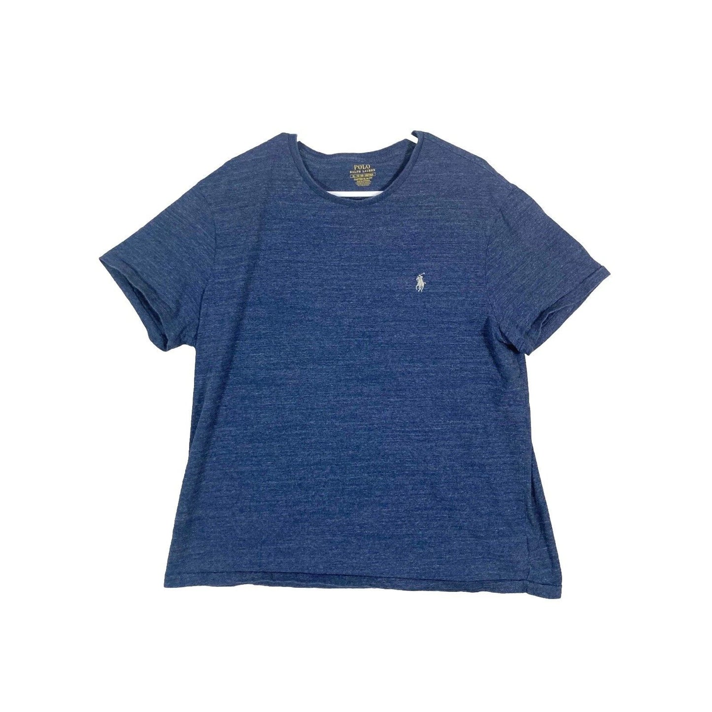 Polo Ralph Lauren T-Shirt Mens XL Blue Custom Slim Fit Heathered Pony Logo Tee