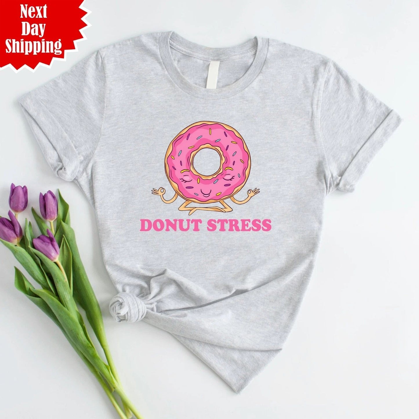 Donut Stress T Shirt Printed Donut Stress Yoga Funny Joke Unisex Pure Cotton Top