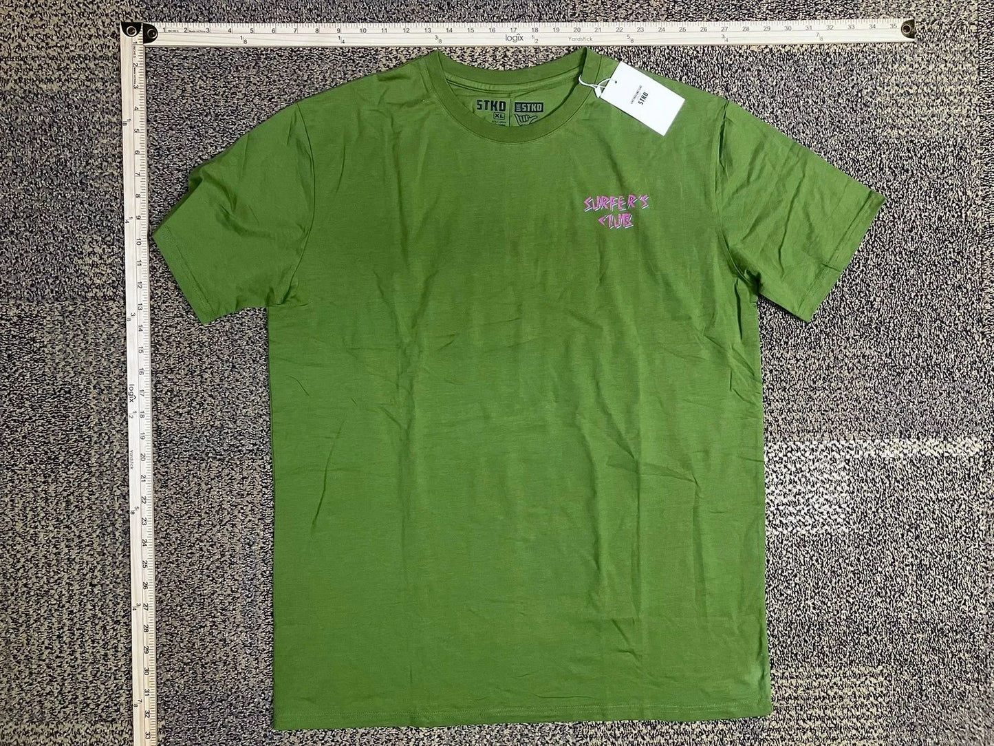 STKD T Shirt Mens XL Green Surfers Club Live Stoked Back Print Short Sleeve