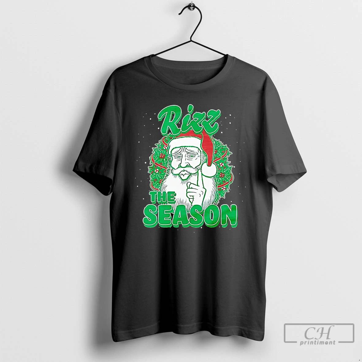Classic Santa Rizz The Season Christmas Wreath T Shirts